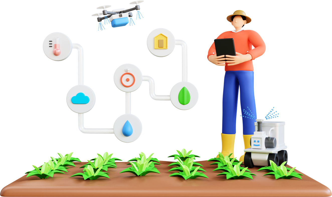 3D Farmer using smart farm application with drone