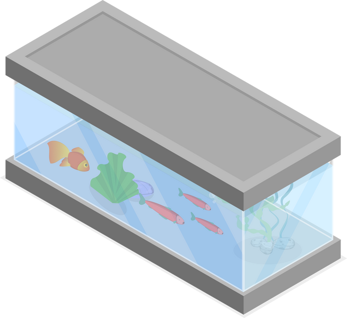3D Isometric Flat Set of Home Aquariums. Item 4